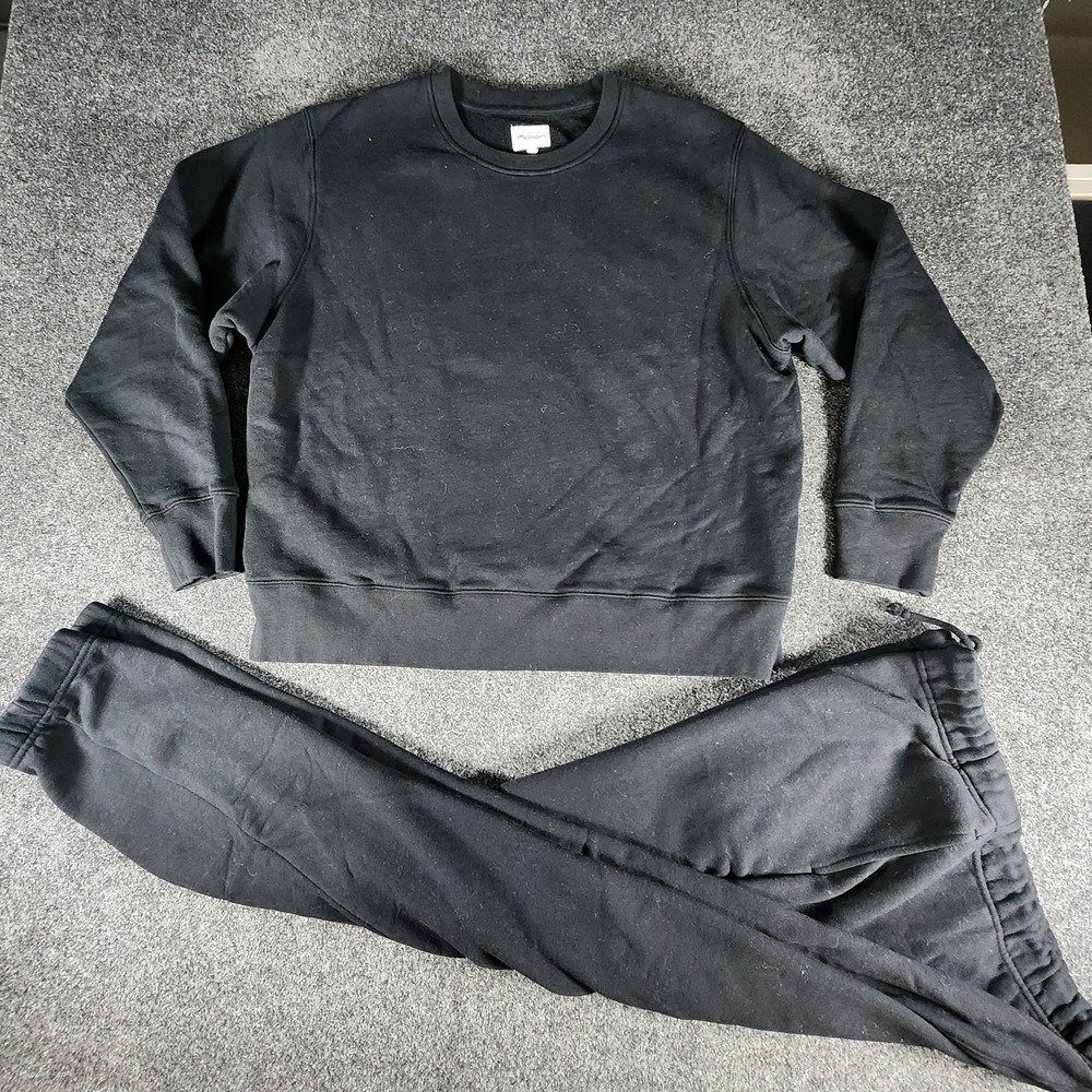 Meundies Weekend Sweatpants And Crew Sweatshirt Black 2 Piece Lounge Set Men 2XL